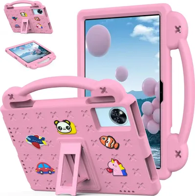 Image de Coque de protection pour Lenovo Idea Tab 11 2025 /Tab K11 Gen 2, coque mignonne pour enfants, antichoc avec poignée et support rose