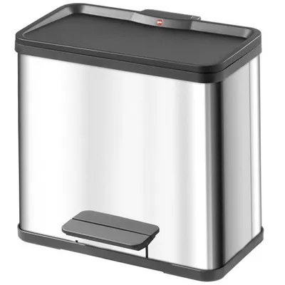 Produktbild von Hailo Öko duo Plus L Tret-Mülltrenner - freistehender 17+9 Liter Doppelmülleimer aus Edelstahl - Mülltrennsystem mit soft close Deckel - 2-fach Abfalltrenner für die Küche
