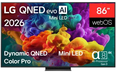 Produktbild von LG 86QNED87B6A, 2,18 m (86"), 3840 x 2160 Pixel, QNED, Smart-TV, WLAN, Schwarz
