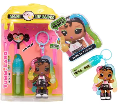 Obrázek produktu pro MGA Entertainment Yummiland Lip Gloss Doll Sour Sweeties - Sasha Sourworms, Figurka, Ženy, 4 rok/roky, Chlapec/děvče, Vícebarevný