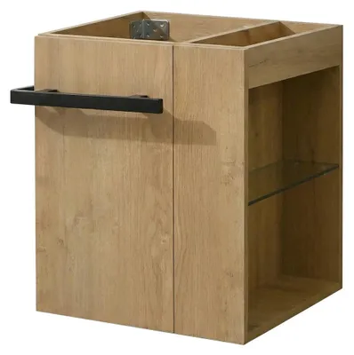 Productafbeelding van CERANO - Badkamermeubel onder de wastafel met handgreep Esme - honingkleurige eik - 44,5 x 44,5 x 51 cm