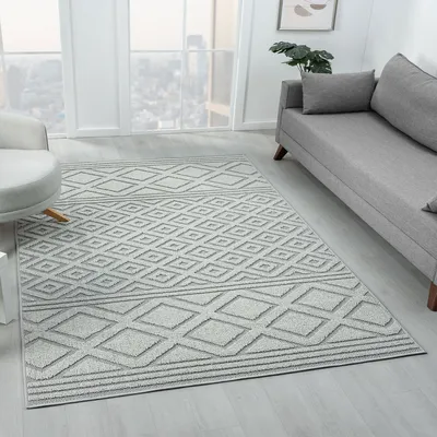 Produktbild von Teppich Boho Hochflor Wohnzimmer, Schlafzimmer, Modern Skandinavisch, Waschbarer Teppich 3D