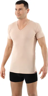 Produktbild von Herren Unterhemd unsichtbar 100% Baumwolle kurzarm V-Ausschnitt