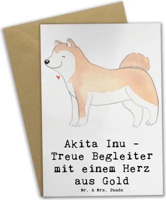Produktbild von Mr. & Mrs. Panda Grußkarte Akita Inu Herz - Weiß - Geschenk, Hundezucht, Familienhund, Familie Hund, Hundeliebhaber, Hunderassen Charakter, intelligenter, Hunderasse