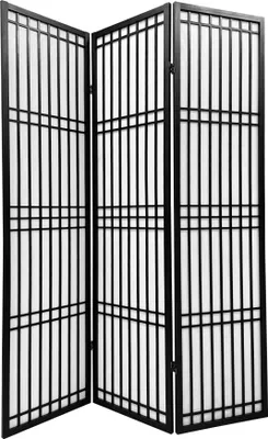 Image de Fine Asianliving Paravent Paroi japonaise Shoji L135xH180cm Séparation de pièce Noir - Tokyo