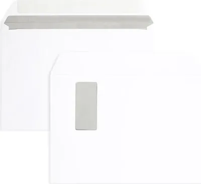 Produktbild von Briefumschläge C4 120g/qm haftklebend Fenster rechts VE=250 Stück weiß