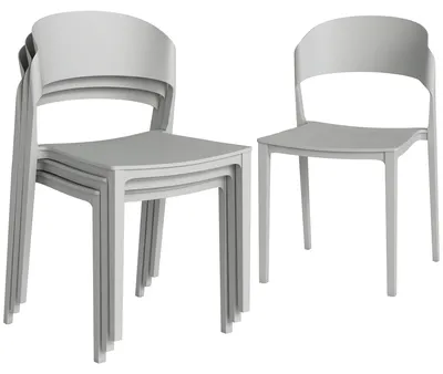 Immagine prodotto di Set 4 Sedie da Giardino Impilabili Struttura in PP Grigio Chiaro