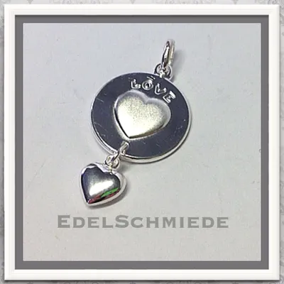 Produktbild von 2 Herzen als Kettenanhänger in 925 Silber