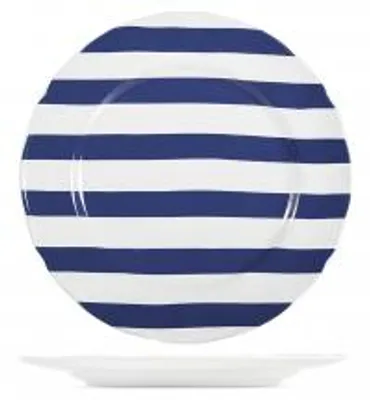 Immagine prodotto di H&H Set 6 piatti piani Zaffiro a righe bianche e blu cm 27