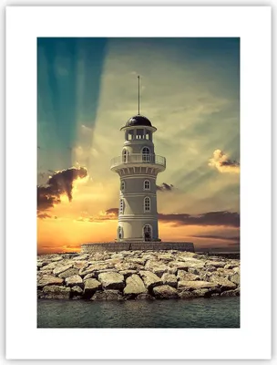 Produktbild von Poster - Poster ohne Rahmen - Leuchtturm Wasser Meer Steine - 30x40 cm - Wand Bild - Wanddeko - Wandbilder - Kunstposter - Wandposter - Bilder - Kunstdruck - Wandbild - P2XPA30x40-2895