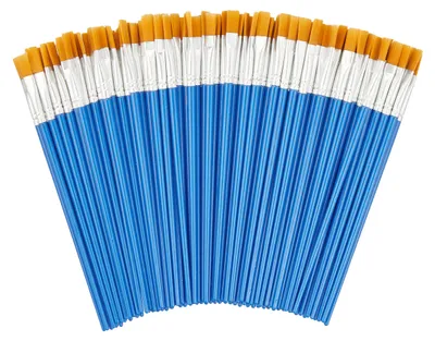 Zdjęcie produktu dla Zestaw pędzli Relaxdays, 100 sztuk, do farb akrylowych, olejnych i wodnych, do hobby i szkoły, z włosiem nylonowym, zestaw pędzli malarskich, wielokolorowy
