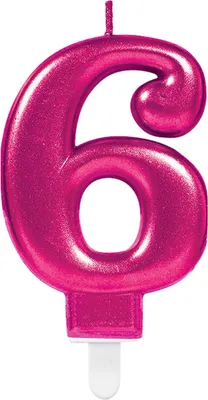 Produktbild von Amscan 9901788 - Zahlenkerze 6, Höhe 9,3 cm, Sparkling Celebrations, Tortenkerze, Kuchenkerze, Geburtstag, Dekoration