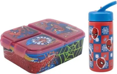 Produktbild von Marvel Spiderman 2 teiliges Kinder Set Brotdose Trinkflasche 410 ml