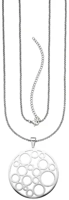 Produktbild von Lange Halskette Collier aus Edelstahl mit Anhänger Kreis-Muster Halsschmuck 80cm