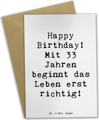 Produktbild von Mr. & Mrs. Panda Grußkarte Spruch 33. Geburtstag - Weiß - Geschenk, neues Lebensjahr, handgefertigte Geschenke, babykarte, Erlebnisse, einladungskarten, weihnachtskarten