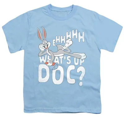 Image de T-shirt pour enfants Looney Tunes - "What's Up", référence TV38404 (taille 116), couleur bleu clair, Image générée par une IA