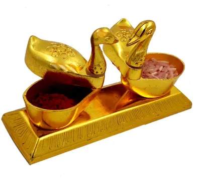 Metallbox mit 2 Behältern für Puja, Kumkum & Schmuck
