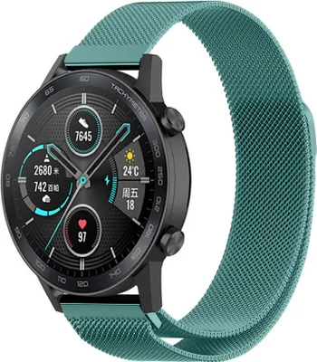 Produktbild von Strap-it Milanese - Kompatibel mit Honor Magic Watch 2 Armband 46mm Ersatzarmband Edelstahl Smartwatch Hochwertiges Material Magnetische verschluss für Armband Grün
