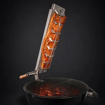 Produktbild von Flammlachsblech 60 x 18 cm aus Edelstahl inkl. Edelstahlhalterung für Grillroste - stufenlos verstellbar