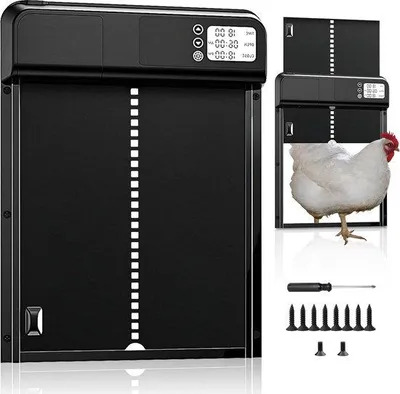 Obrázek produktu pro Elektrické dveře do kurníku 32 x 244 cm, černé, vodotěsné