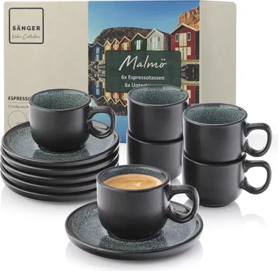 Produktbild von SÄNGER Steingut Espressotassen Set Malmö 12-teilig