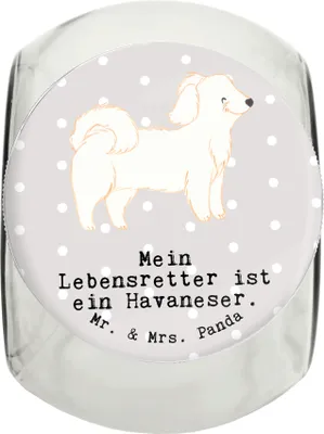 Produktbild von Mr. & Mrs. Panda Dose Havaneser Lebensretter XL 2000ml - Grau Pastell - Geschenk, Havi, Keksdose, Glasdose, Bichón Habanero, Vorratsbehälter, Aufbewahrungsdose