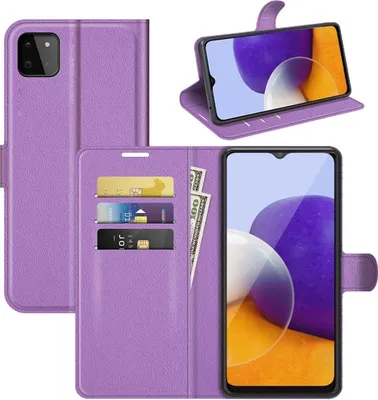 Produktbild von König Design Hülle kompatibel mit Samsung Galaxy A22 5G Kunstleder Handyhülle - Handy Case Violett