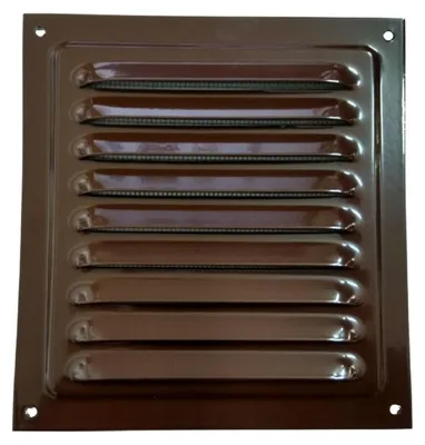 Obrázok produktu pre Kovová ventilátorová mriežka 250x250 mm s sieťkou proti hmyzu, farba hnedá