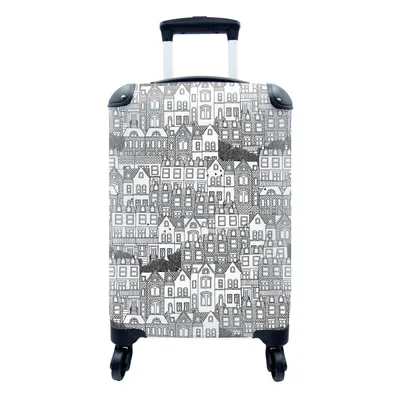 Produktbild von MuchoWow® Koffer Handgepäck Trolley Rollkoffer Kleine Reisekoffer mit 4 Rollen - Haus - Muster - London - Cabin Size < 55x40x23 cm & 55x40x20 cm - Fotokoffer - Kabinenkoffer - Boardgepäck - Reise-Box - Reisekoffer - Reisegepäck - Koffer mit Bild - Trolley für Kinder