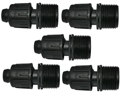 5 Tropfschlauchadapter 17x3/4" Außengewinde für 16 mm Schlauch