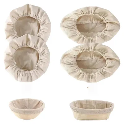 Produktbild von Leineneinsatz für Gärkörbchen - Mit Gummizug - Backzubehör für Brot - Rund und Oval 25 cm - 4 Stück