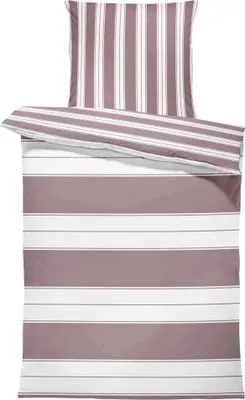 Produktbild von Bettwäsche Gestreift Kuschelig Weiche Baumwolle Bettbezüge Mit Reißverschluss, Größe:135x200 cm, Farbe:Mauve Flieder