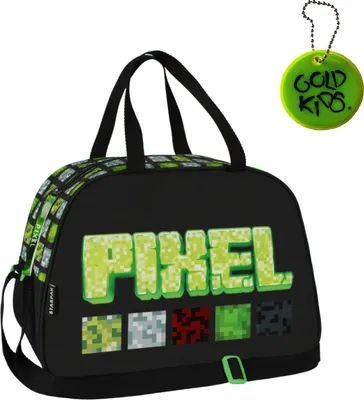 Produktbild von Sporttasche Kinder für Mädchen & Jungen - Umhängetasche mit Game Pixel Motiv - Schwimmtasche mit verstärktem Boden - Trainingstasche 40 cm x 25 cm x 1