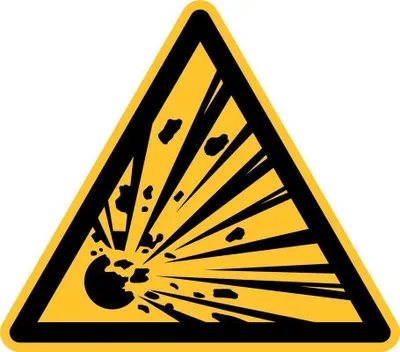 Produktbild von Warnschild "Explosionsgefährliche Stoffe", für Innen- und Außenbereiche, in verschiedenen Größen und Materialien verfügbar, Seitenlänge 10 cm, Material Aluminium, Techn. Eigenschaften geprägt, Verpackungseinheit: 1 STK