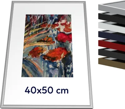 Immagine prodotto di Cornice in metallo di qualità 40x50 cm, colore grafite per quadri, poster, portafoto, puzzle. La cornice è dotata di plexiglass antiriflesso e cerniere variabili