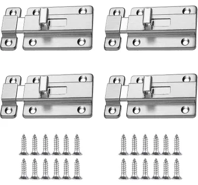 Produktbild von Schiebetürriegel mit Schrauben für Badezimmertüren, Holztüren, Haustiertüren und Schlafzimmertüren (4-teilig)