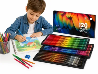 Zdjęcie produktu dla Zestaw 120 kredek kolorowych w etui profesjonalne kredki do rysowania szkicu