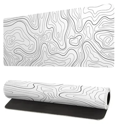 Obrázok produktu pre Podložka pod myš, veľkosť XL, topografický reliéf, biela, 80x30 cm, protišmyková, s prešitými okrajmi