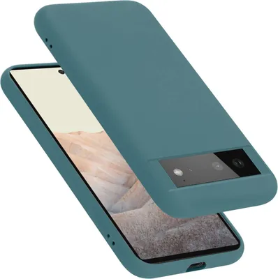 A teal phone case is shown from a diagonal angle, with the phone screen visible underneath.