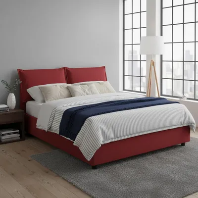 Imagen del producto de Amy - Cama Matrimonial, Roja, Colchón Incluido Hecho en Italia
