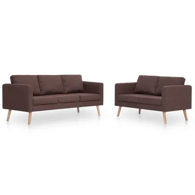 Produktbild von vidaXL 2-tlg. Sofagarnitur Stoff Braun