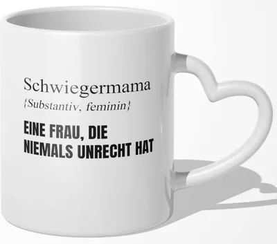 Produktbild von 22Feels Schwiegermama Geschenk Hochzeit Frauen Tasse Mutter der Braut des Bräutigams Schwiegermutter Geburtstag Weihnachten Kaffeetasse Haferl Beste Schwiegereltern (Herzhenkel Weiss)