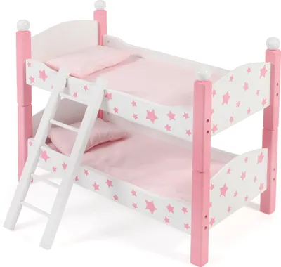 Produktbild von Chic 2000 Bayer Holz Puppenbett 2-tlg. Puppen Etagenbett Hochbett Stars pink