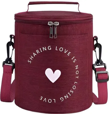 Imagen del producto de CarryQuest® - Nevera portátil redonda, aislada, de poliéster, 19x17 cm, color rojo