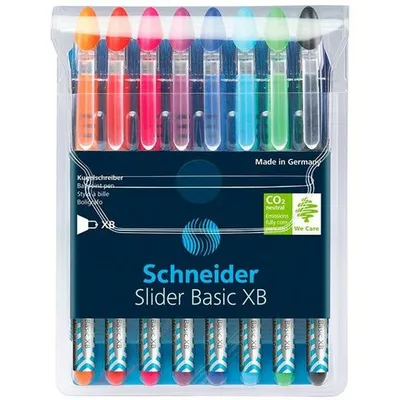 Produktbild von 8 Schneider Kugelschreiber Slider Basic farbsortiert Schreibfarbe farbsortiert