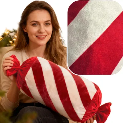 Produktbild von Weihnachtsdekoratives Kissen Bonbon Bordeaux Weiss 36X20
