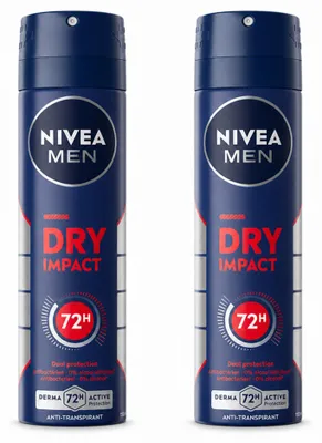 Productafbeelding van 2 x NIVEA MEN Deodorant Spray Dry Impact 150 ml - Voordeelverpakking - 2 stuks