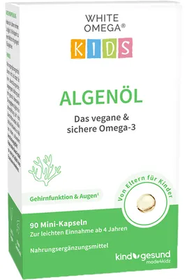 Produktbild von White Omega Kids Omega 3 für Kinder vegane Mini-Kapseln aus Algenöl, 90 St. Kapseln