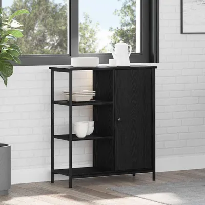 Zdjęcie produktu dla Maison Exclusive – kredens w kolorze czarnym, imitacja dębu, 70 x 30 x 80 cm