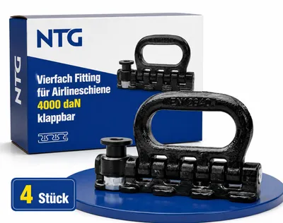 Produktbild von 4x Quattro-Stud-Fitting Endbeschlag Endfitting Airlineschiene 4000 daN klappbar